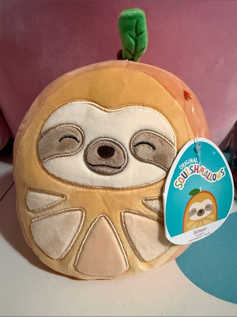 Squishmallows Simon the Sloth in Orange 7.5” NWT
